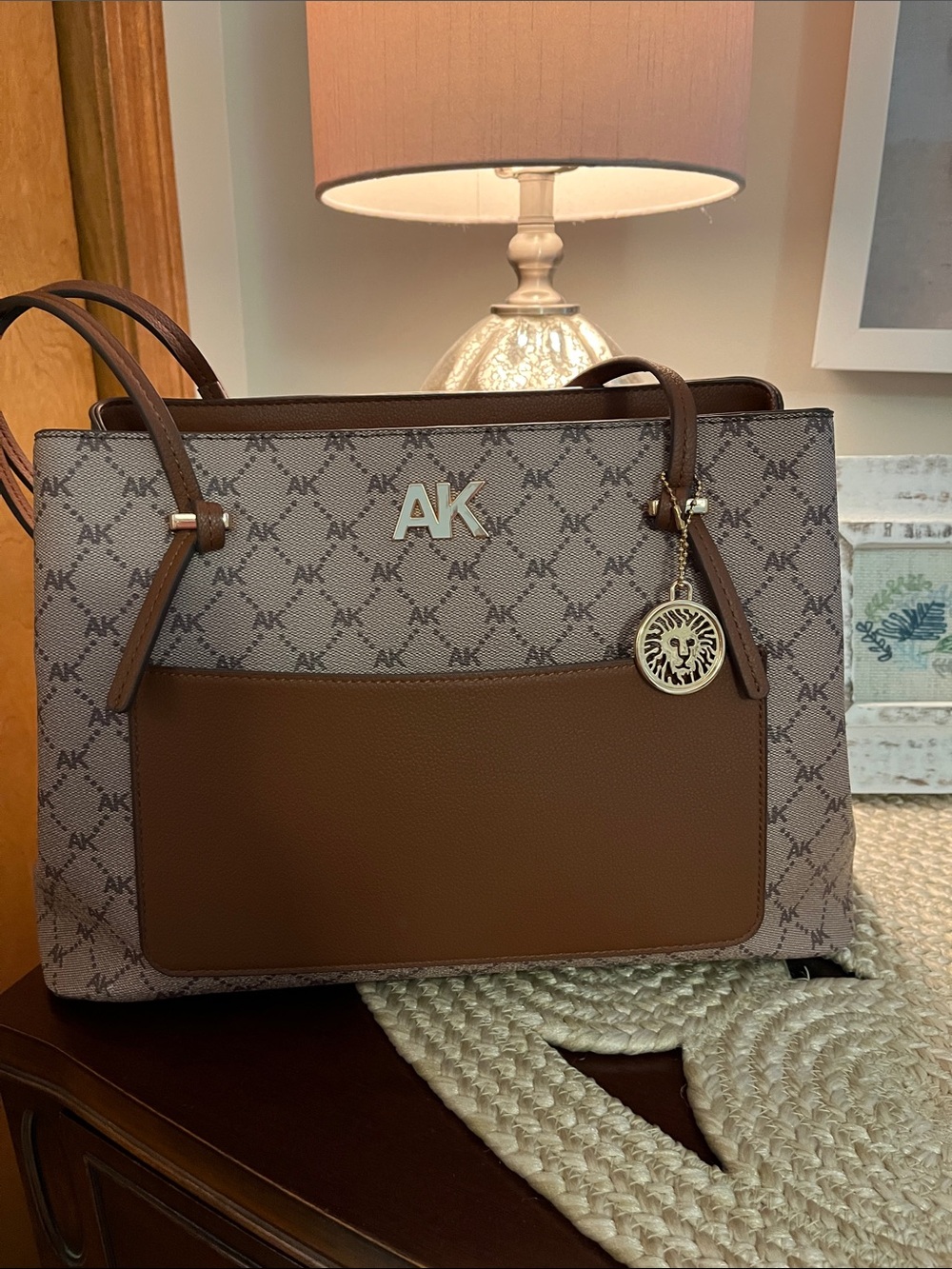 Anne Klein Brown satchel Monogram Tote Bag